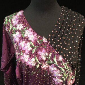 Sangria - Plus sized Ballroom Smooth Comp Dress - Wine & Black w/ Swarovski